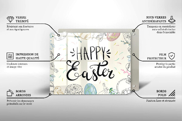 Steklena podloga za rezanje Happy Easter