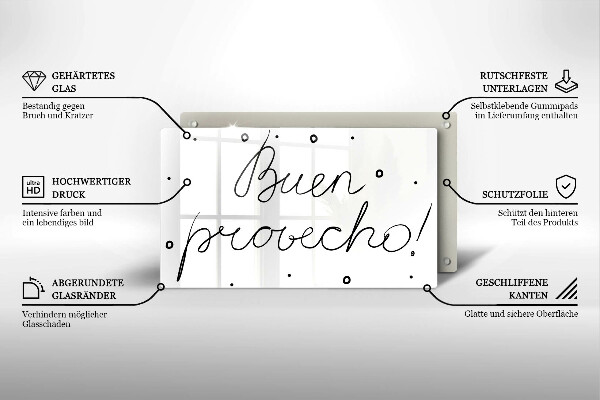 Steklena podloga za rezanje Buen provecho!