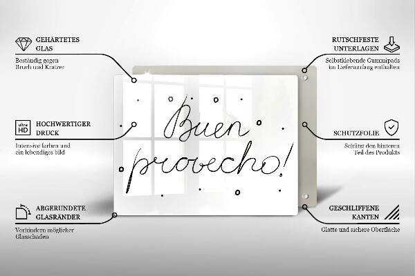 Steklena podloga za rezanje Buen provecho!