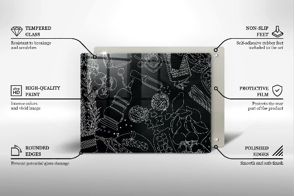 Steklena podloga za rezanje Kuhinjski dodatki