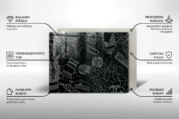 Steklena podloga za rezanje Kuhinjski dodatki