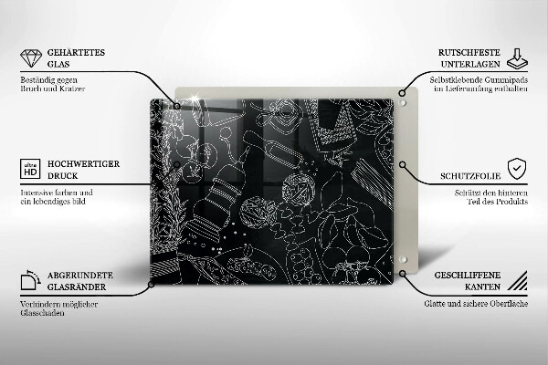 Steklena podloga za rezanje Kuhinjski dodatki