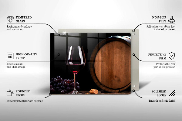 Steklena podloga za rezanje Kozarec za vino v sodu