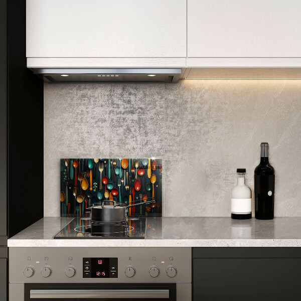 Steklena podloga za rezanje Pisane žlice in vilice