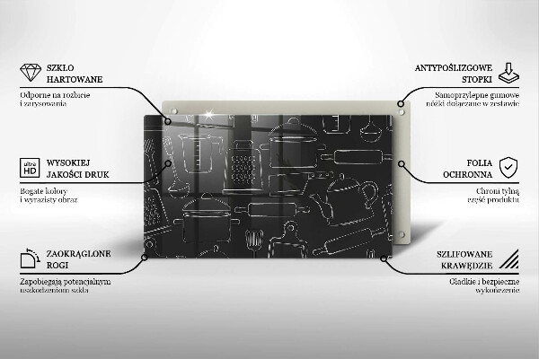 Steklena podloga za rezanje Risani kuhinjski dodatki