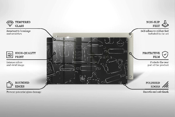 Steklena podloga za rezanje Risani kuhinjski dodatki
