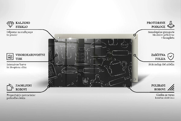 Steklena podloga za rezanje Risani kuhinjski dodatki
