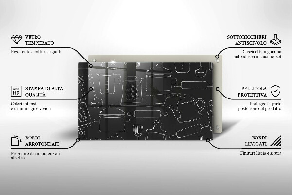 Steklena podloga za rezanje Risani kuhinjski dodatki