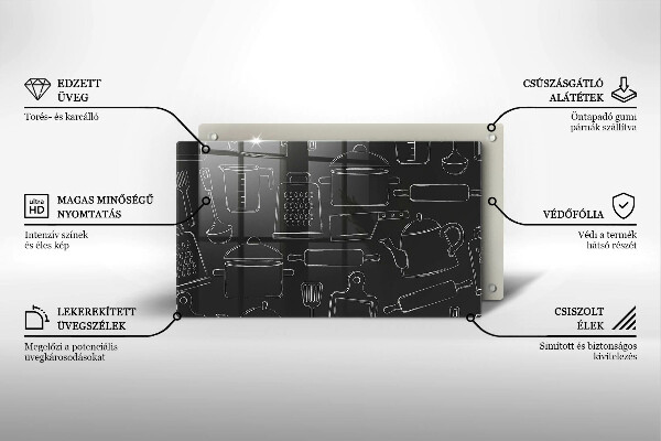 Steklena podloga za rezanje Risani kuhinjski dodatki
