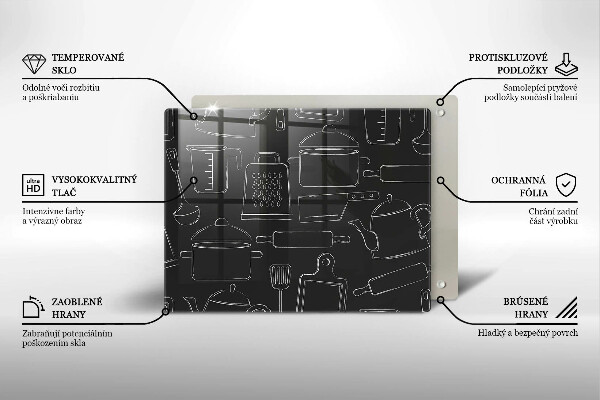 Steklena podloga za rezanje Risani kuhinjski dodatki
