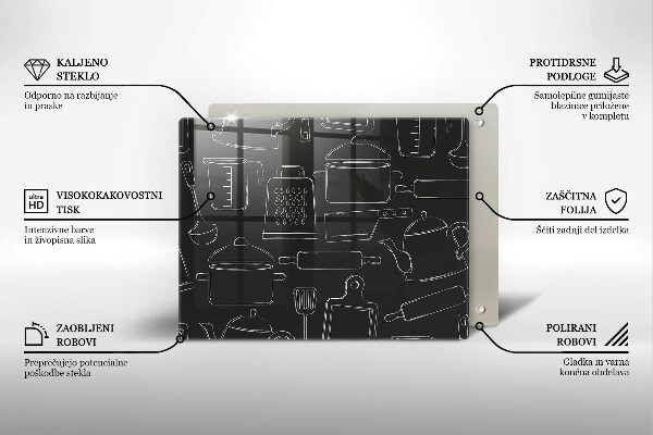 Steklena podloga za rezanje Risani kuhinjski dodatki