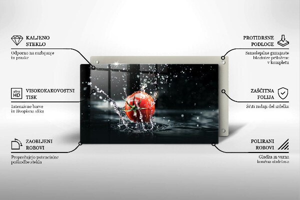 Steklena podloga za rezanje Paradižnik v vodi