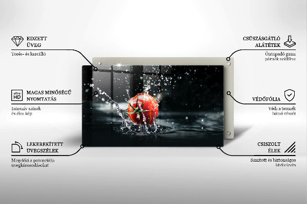 Steklena podloga za rezanje Paradižnik v vodi