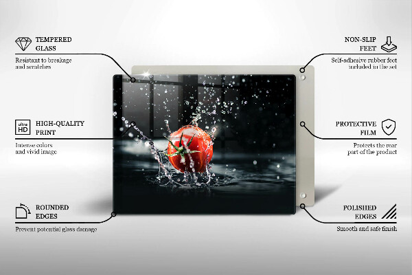 Steklena podloga za rezanje Paradižnik v vodi