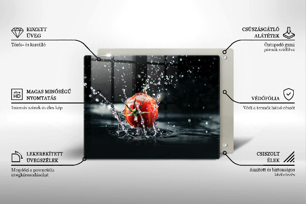 Steklena podloga za rezanje Paradižnik v vodi