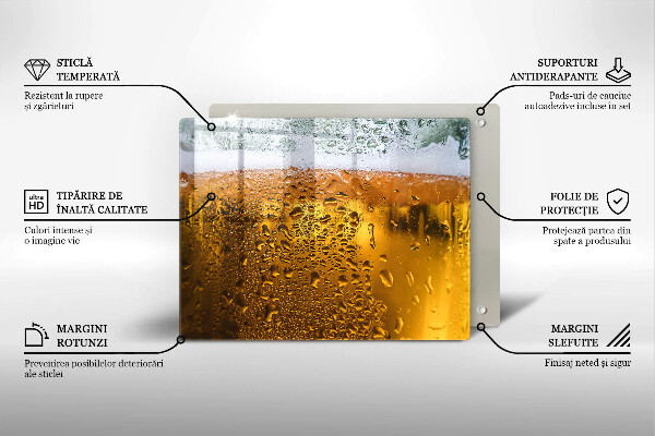Steklena podloga za rezanje Moker kozarec piva