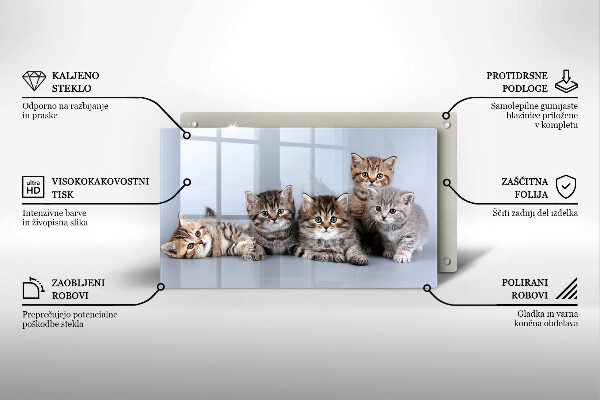 Steklena podloga za rezanje Sladki mali mucki