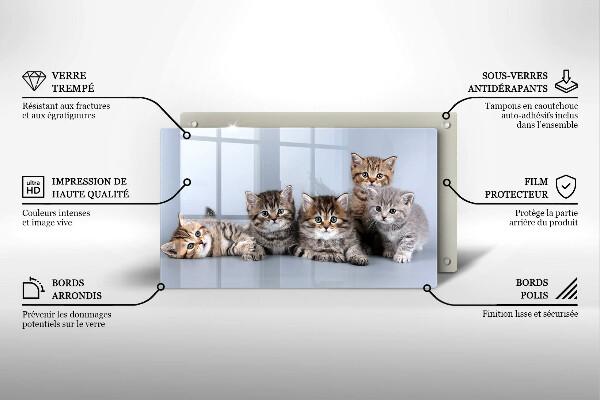 Steklena podloga za rezanje Sladki mali mucki