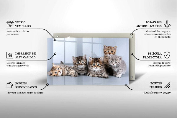 Steklena podloga za rezanje Sladki mali mucki