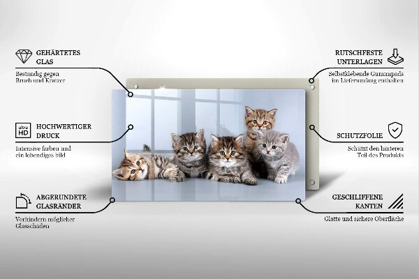 Steklena podloga za rezanje Sladki mali mucki