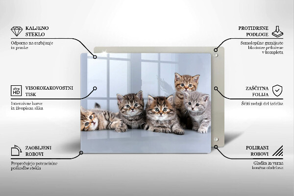 Steklena podloga za rezanje Sladki mali mucki