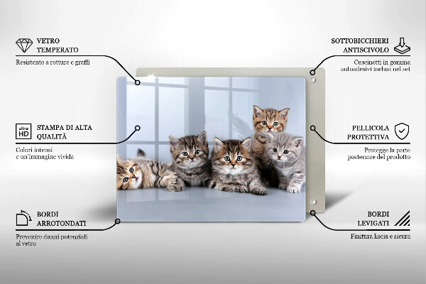 Steklena podloga za rezanje Sladki mali mucki