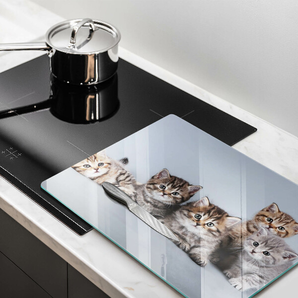 Steklena podloga za rezanje Sladki mali mucki