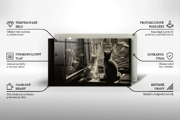 Steklena podloga za rezanje Mačje mesto in okno