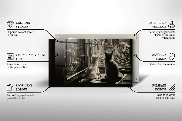 Steklena podloga za rezanje Mačje mesto in okno