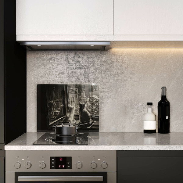 Steklena podloga za rezanje Mačje mesto in okno