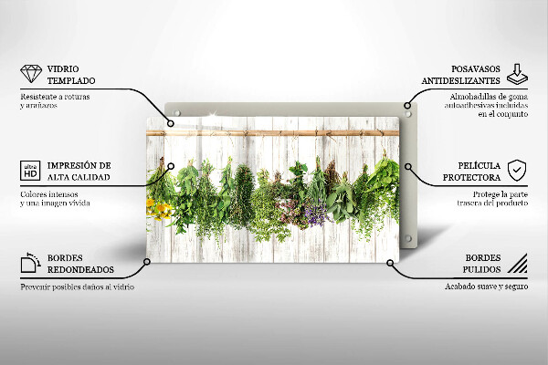 Steklena podloga za rezanje Posušena zelišča in rastline