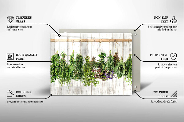 Steklena podloga za rezanje Posušena zelišča in rastline
