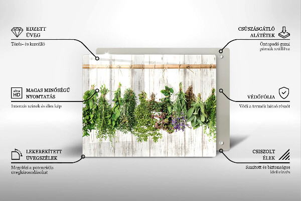 Steklena podloga za rezanje Posušena zelišča in rastline