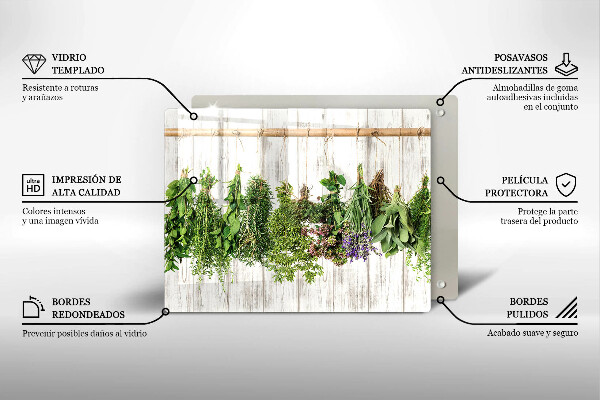 Steklena podloga za rezanje Posušena zelišča in rastline
