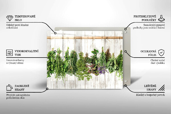 Steklena podloga za rezanje Posušena zelišča in rastline