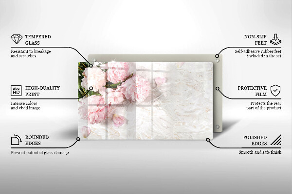 Steklena podloga za rezanje Nežni cvetovi vrtnic