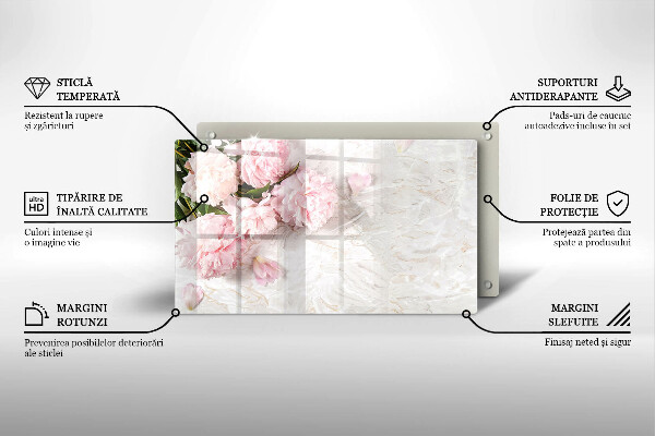 Steklena podloga za rezanje Nežni cvetovi vrtnic