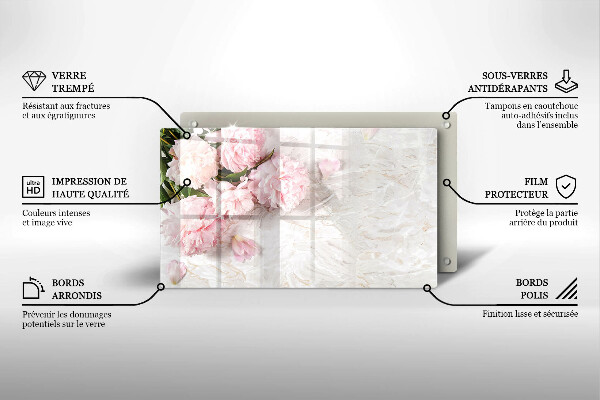 Steklena podloga za rezanje Nežni cvetovi vrtnic