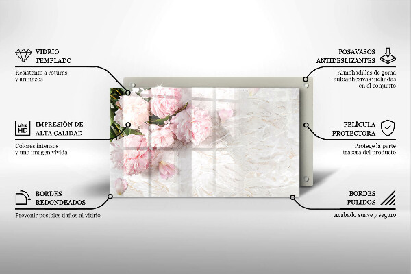 Steklena podloga za rezanje Nežni cvetovi vrtnic