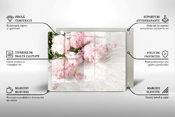 Steklena podloga za rezanje Nežni cvetovi vrtnic