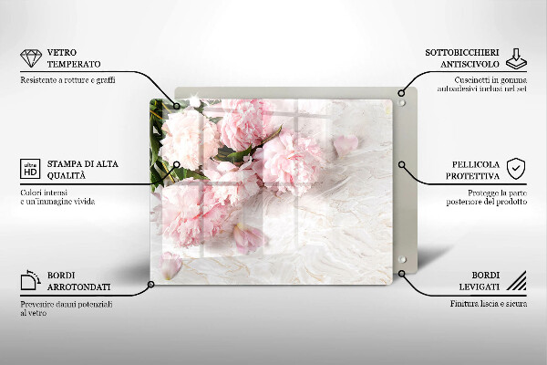 Steklena podloga za rezanje Nežni cvetovi vrtnic