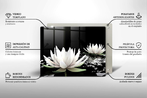 Steklena podloga za rezanje Bele lilije na vodi