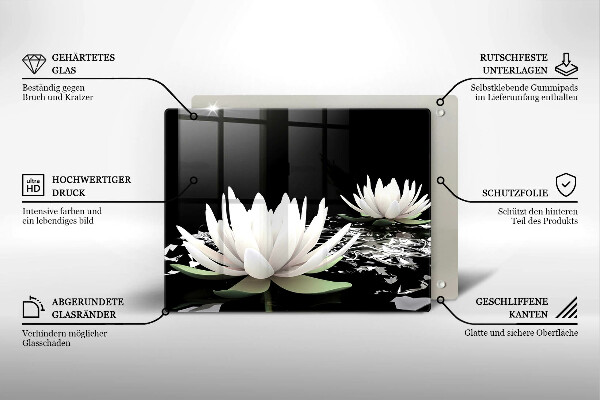 Steklena podloga za rezanje Bele lilije na vodi