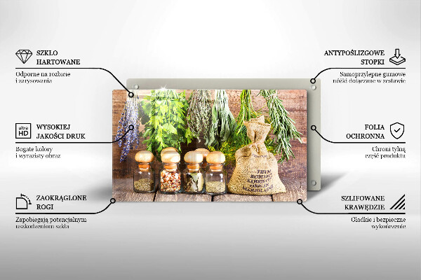 Steklena podloga za rezanje Zelišča začimbe in les