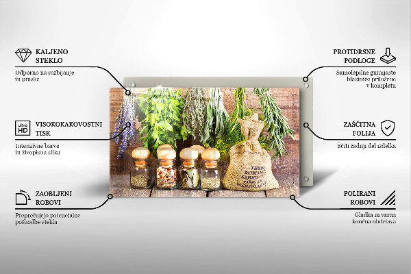 Steklena podloga za rezanje Zelišča začimbe in les