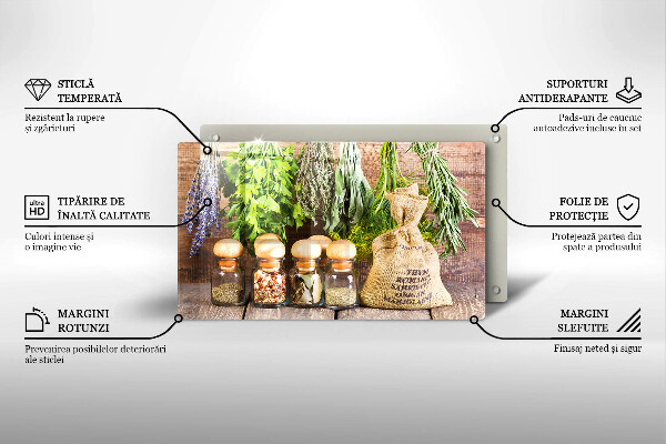 Steklena podloga za rezanje Zelišča začimbe in les