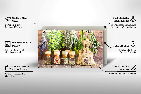 Steklena podloga za rezanje Zelišča začimbe in les