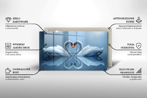 Steklena podloga za rezanje Dva labodja srca