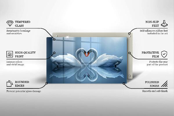 Steklena podloga za rezanje Dva labodja srca