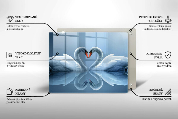 Steklena podloga za rezanje Dva labodja srca